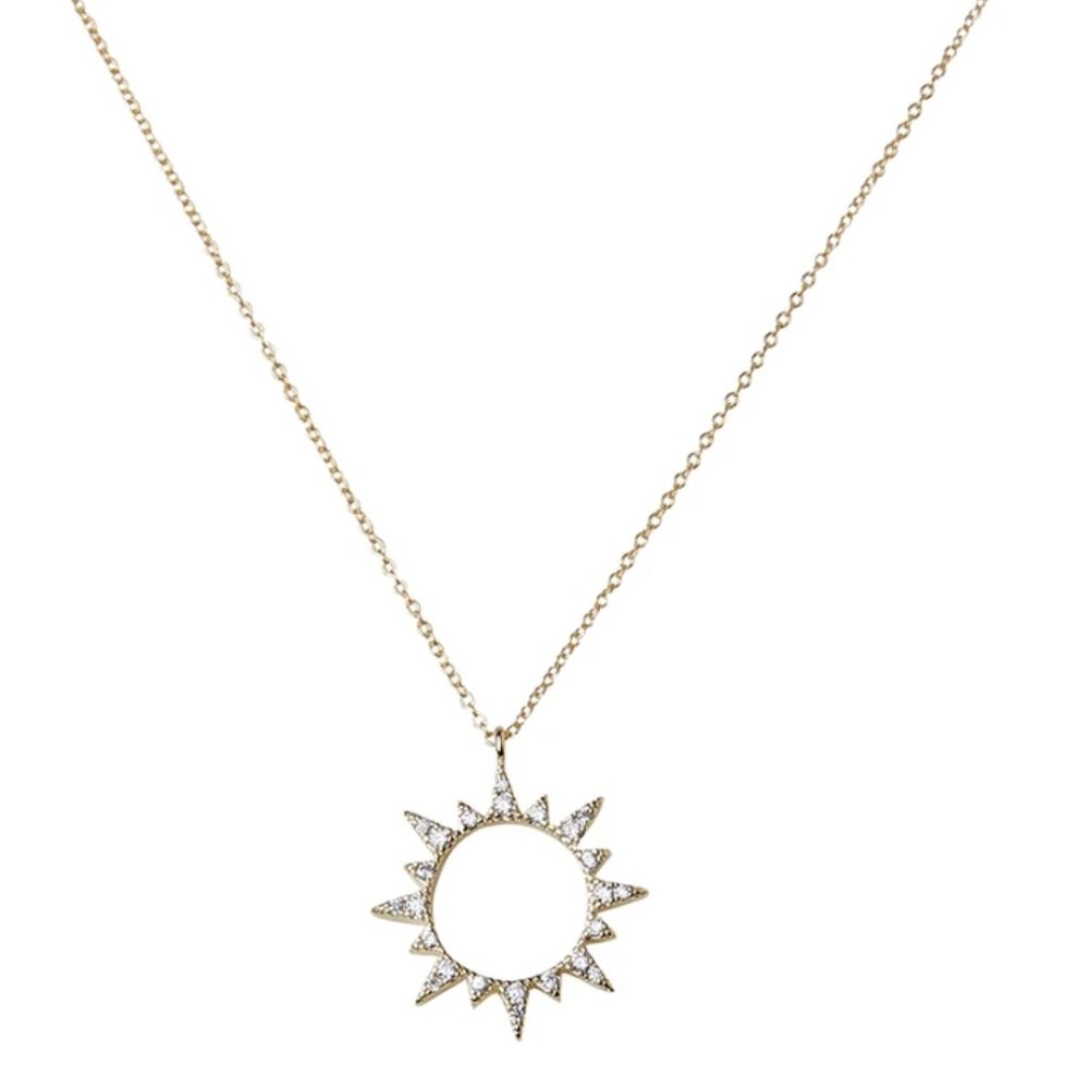 TOA PAVE CZ SUNSHINE OUTLINE PENDANT NECKLACE